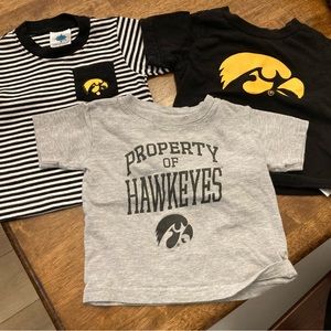 Size 12 months, 3 Iowa Hawkeyes shirts.